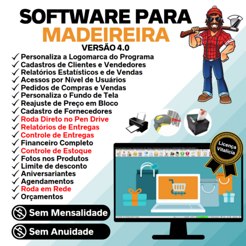 Software para Madeireira com Controle de Estoque Pedido de Vendas e Financeiro v4.0 Plus - Fpqsystem 663102