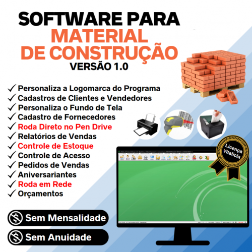 Software para Material de Construção com Controle de Estoque e Pedido de Vendas v1.0 - Fpqsystem 658491