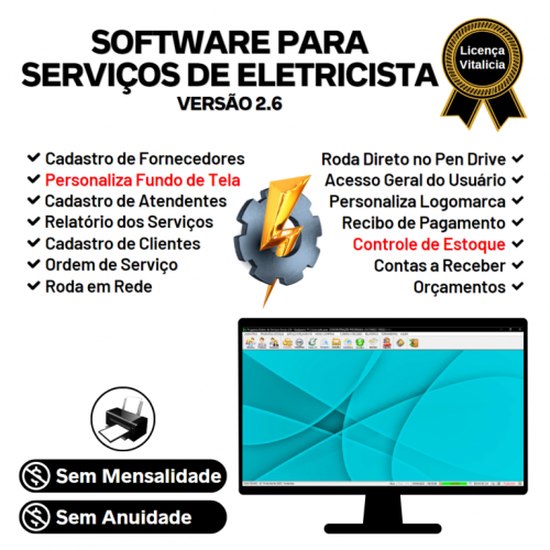 Software para Orçamento e Ordem de Serviço para Eletricista v2.6 - Fpqsystem 658801