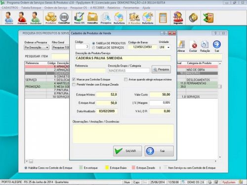 Software para Orçamento e Ordem de Serviço para Eletricista v2.6 - Fpqsystem 658817