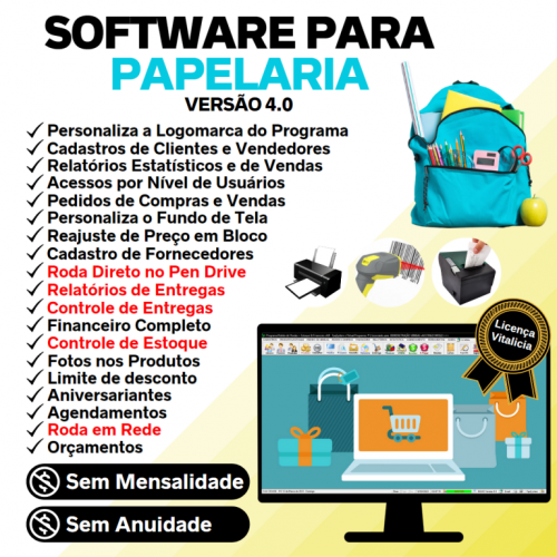 Software para Papelaria e Presentes com Controle de Estoque Pedido de Vendas e Financeiro v4.0 Plus - Fpqsystem 663022