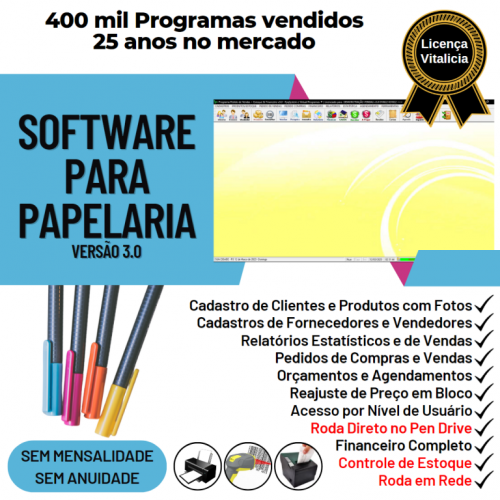 Software para Papelaria e Presentes Controle de Estoque Pedido de Vendas e Financeiro v3.0 Plus - Fpqsystem 663493