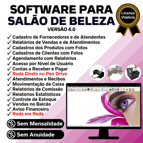 Software para Salão de Beleza Agendamento Financeiro v4.0 Plus - Fpqsystem 661558