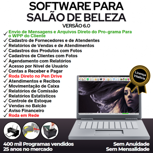 Software para Salão de Beleza Agendamento Financeiro v6.0 Plus  Whatsapp via Atendimento - Fpqsystem 661477