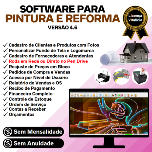 Software Para Serviços de Pintura e Reforma e Orçamentos Financeiro V4.6 - Fpqsystem 664575