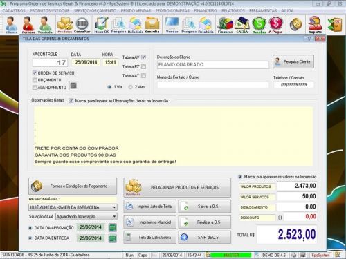 Software Para Serviços Diversos e Orçamentos Financeiro V4.6 - Fpqsystem 664658