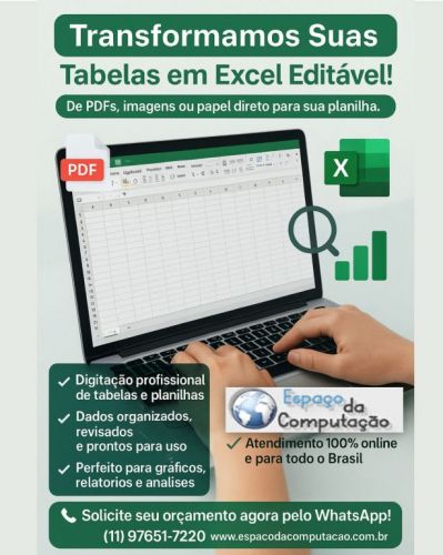 Transformamos suas Tabelas em Excel Editável 752617