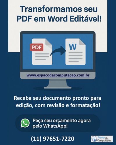 Transforme seu Pdf em Word Editável com Rapidez e Qualidade – Serviço Profissional de Digitação 752615