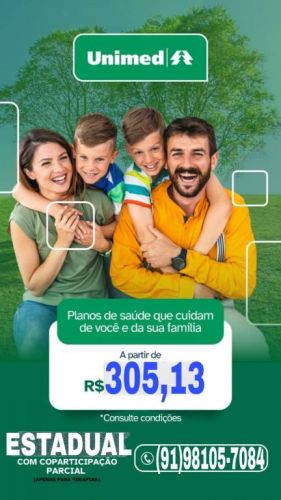 Unimed Estadual com promoção Neste Mês-seu Plano c-coparticipação Parcial-cobertura no e do Pará 751768