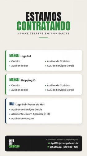 Vagas De Emprego Restaurante Brasilia 781552
