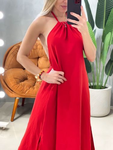 Vestido Longo em Duna Frente Única e Costas Nua 769145